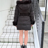 【予約商品12月中旬お届け】ラメツィードロングダウンコート