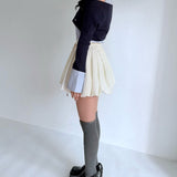 シャツレイヤードケーブルニット