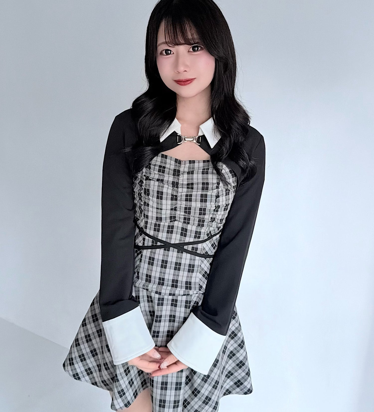 【予約商品2月上旬発送】ショートブラウスレイヤードワンピース