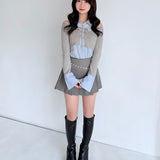 シャツレイヤードケーブルニット