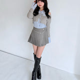 シャツレイヤードケーブルニット