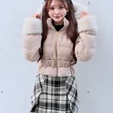 【予約商品12月中旬お届け】ラメツィードショートダウンコート