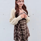 【予約商品 12月上旬発送】シャギーボレロミニチェックワンピース