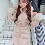 【予約商品12月中旬お届け】ラメツィードロングダウンコート