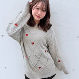 ラメ刺繍ハートニット