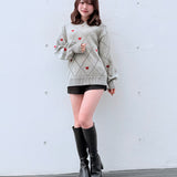 ラメ刺繍ハートニット