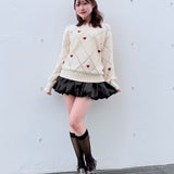 ラメ刺繍ハートニット