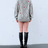 ラメ刺繍ハートニット