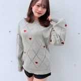 ラメ刺繍ハートニット