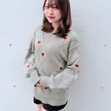 ラメ刺繍ハートニット