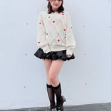 ラメ刺繍ハートニット