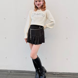 ラメプリーツビジューベルトスカパン