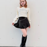 ラメプリーツビジューベルトスカパン