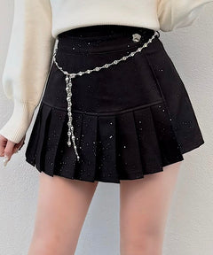 ラメプリーツビジューベルトスカパン