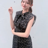 リボンタイフラワーワンピース