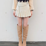 ラメプリーツビジューベルトスカパン