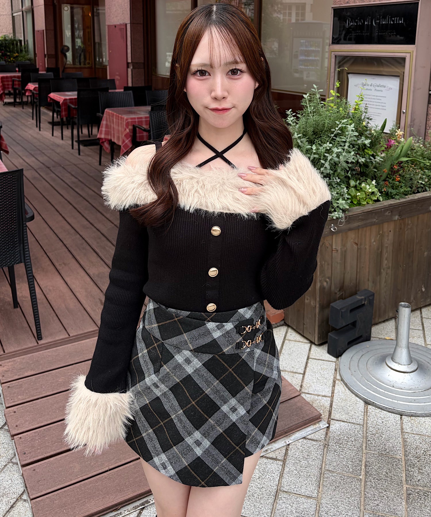 【予約商品11月上旬お届け】ファーオフショルニットトップス