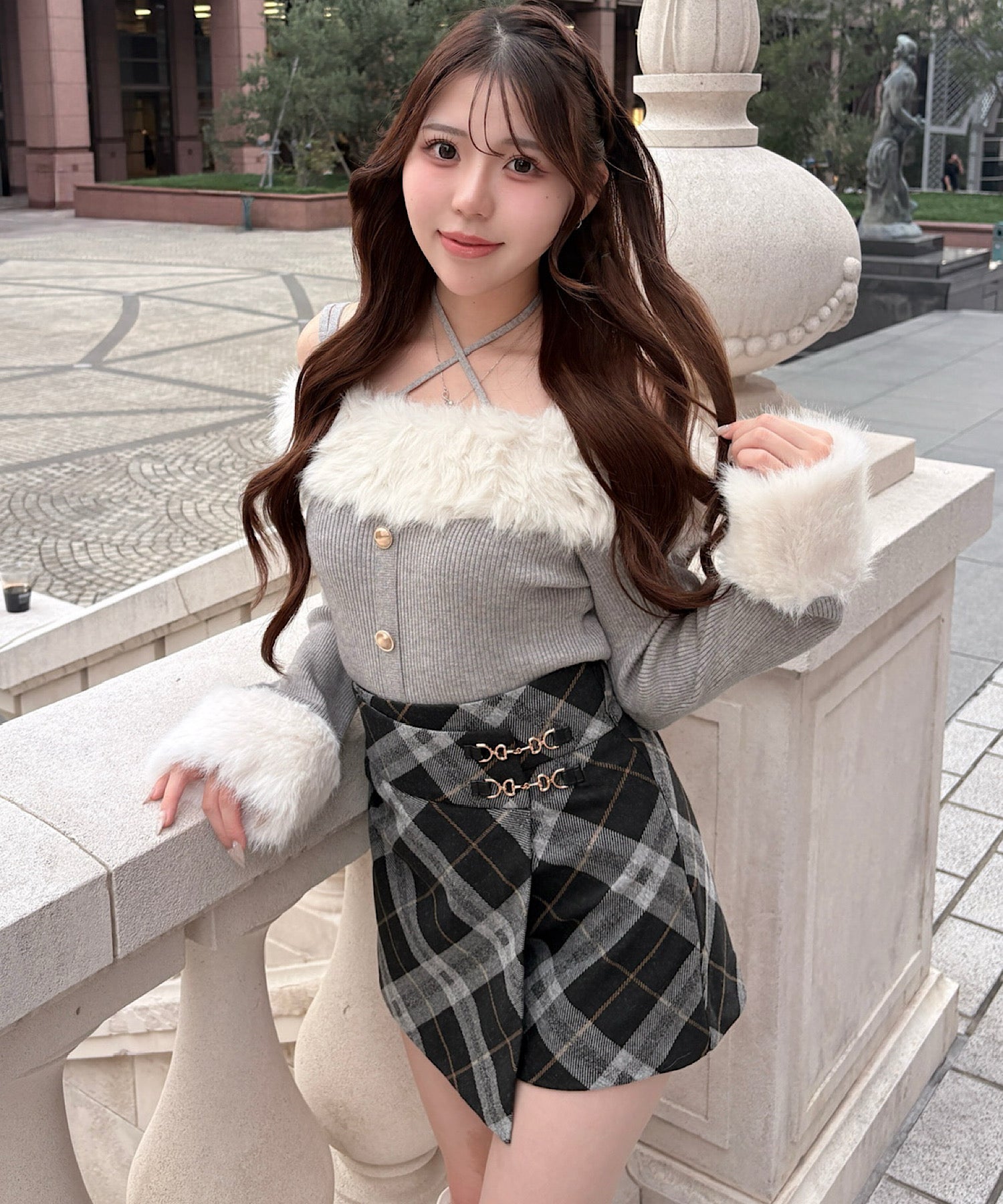 【予約商品11月上旬お届け】ファーオフショルニットトップス