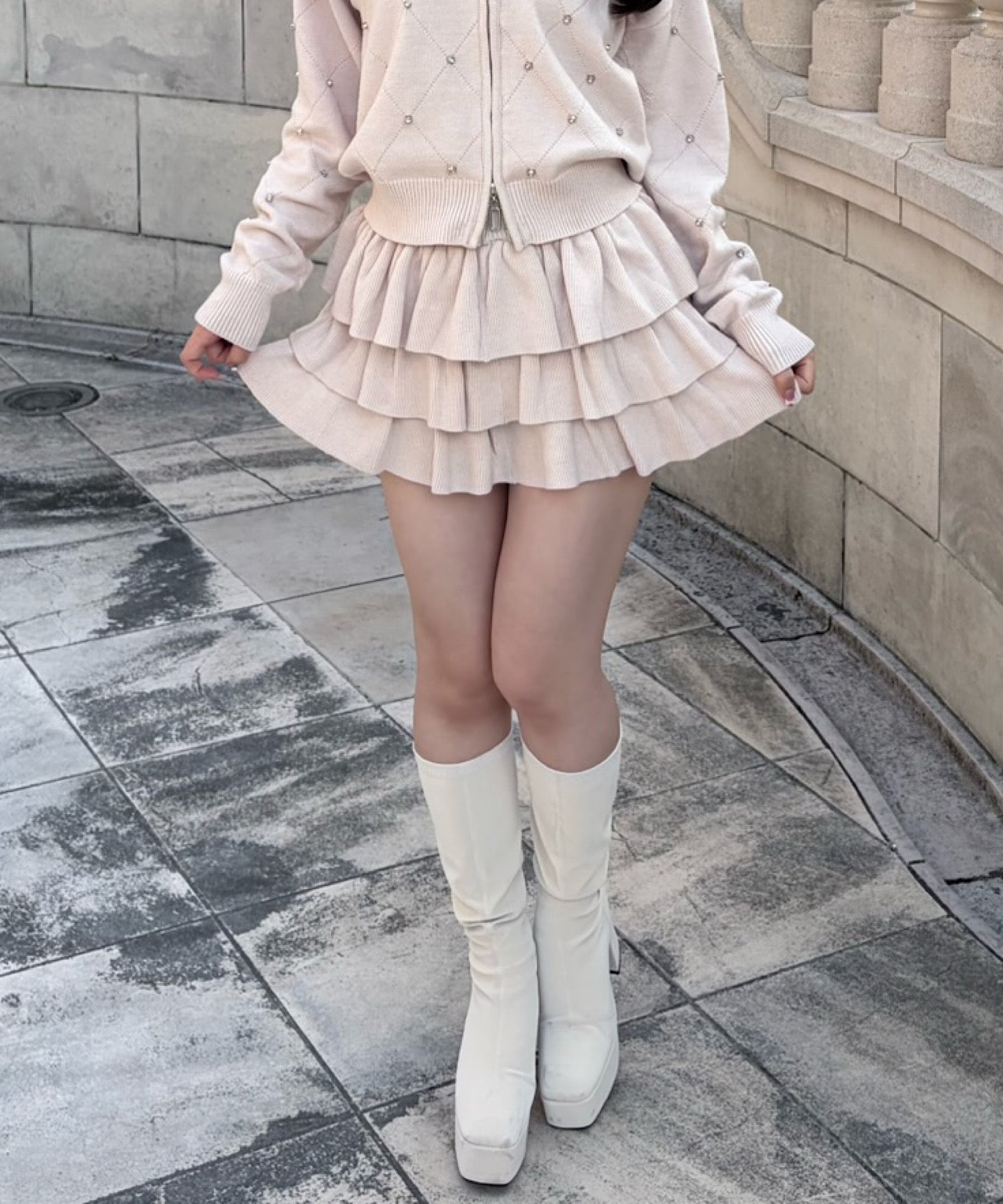 【予約商品11月中旬お届け】ニットフリルスカパン