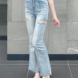 【予約商品 5月中旬発送】サイドスリットビジューフレアデニム