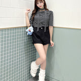 【SALE】半袖ドレープ衿カットソー