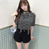 【SALE】半袖ドレープ衿カットソー