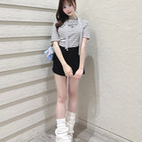【SALE】半袖ドレープ衿カットソー