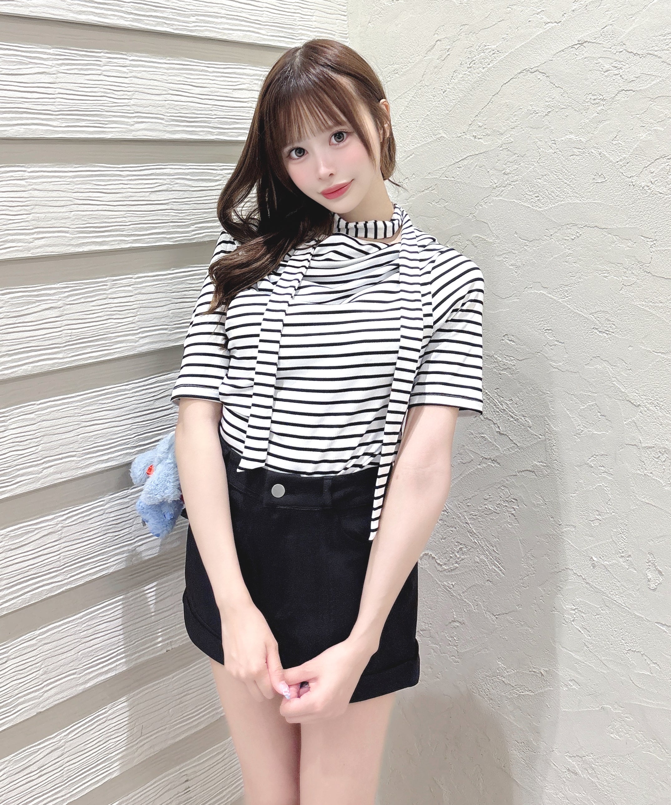 【SALE】半袖ドレープ衿カットソー