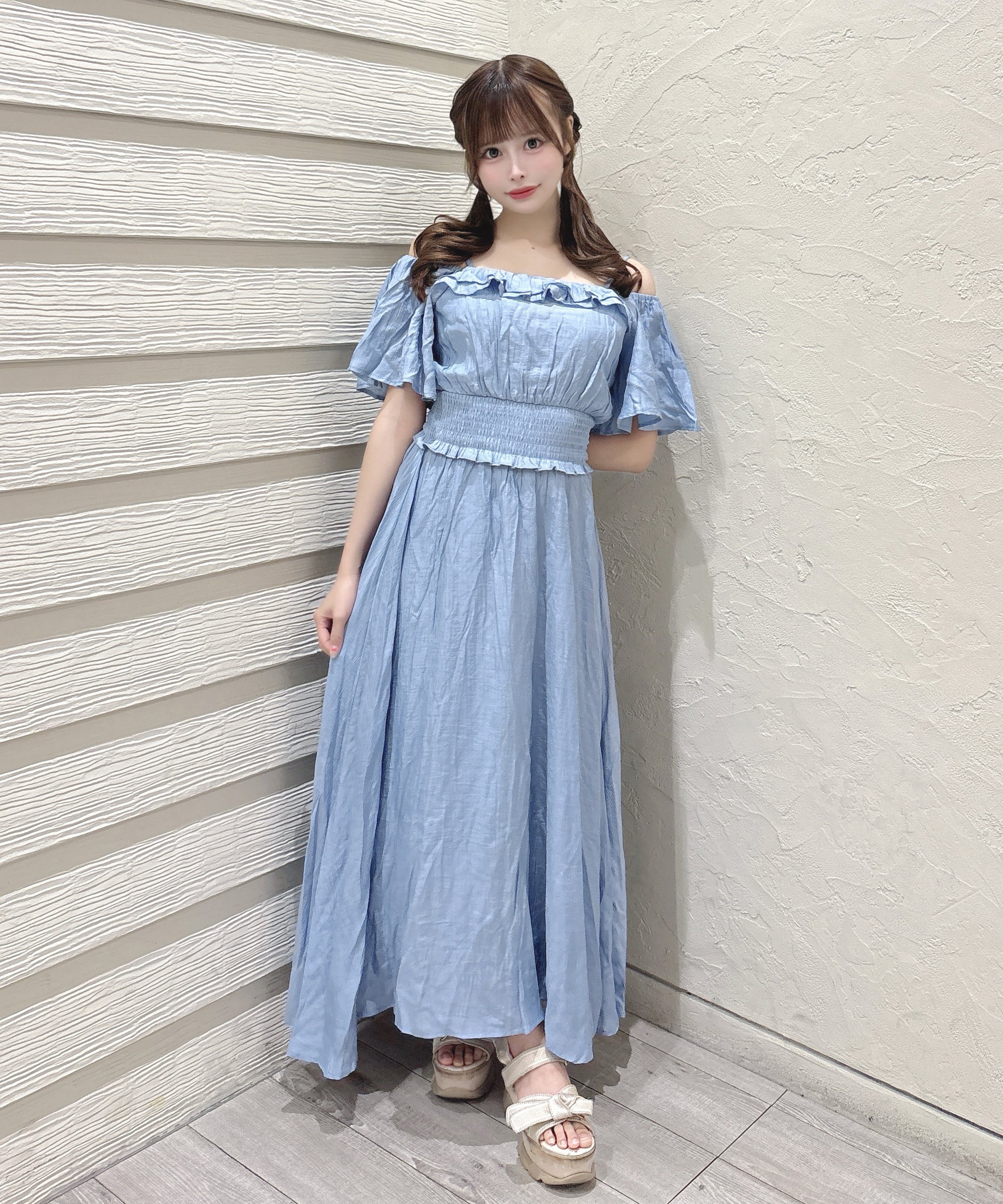 【6月5日(金)発売スタート】楊柳フレア袖ワンピース