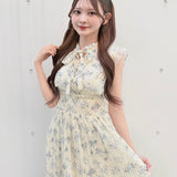 【予約商品5月中旬お届け】リボンタイフラワーワンピース