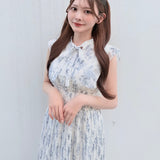 【予約商品5月中旬お届け】リボンタイフラワーワンピース