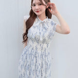 【予約商品5月中旬お届け】リボンタイフラワーワンピース