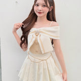 【一部予約商品 6月上旬お届け】リボンオフショルニット