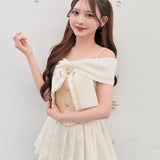 【一部予約商品 6月上旬お届け】リボンオフショルニット