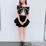 【一部予約商品 6月上旬お届け】リボンオフショルニット