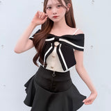 【一部予約商品 6月上旬お届け】リボンオフショルニット