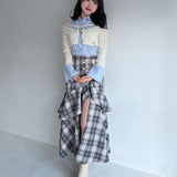 シャツレイヤードケーブルニット