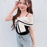 【一部予約商品 6月上旬お届け】リボンオフショルニット