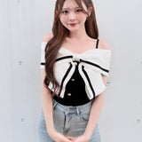 【一部予約商品 6月上旬お届け】リボンオフショルニット