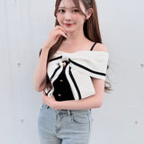 【一部予約商品 6月上旬お届け】リボンオフショルニット