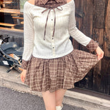 リボンシャツドッキングカットソー
