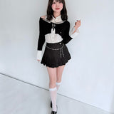 シャツレイヤードケーブルニット