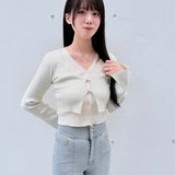 フロントホックレイヤードカーデトップス