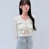 フロントホックレイヤードカーデトップス