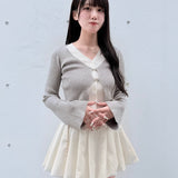 フロントホックレイヤードカーデトップス