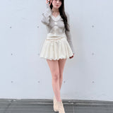 フロントホックレイヤードカーデトップス