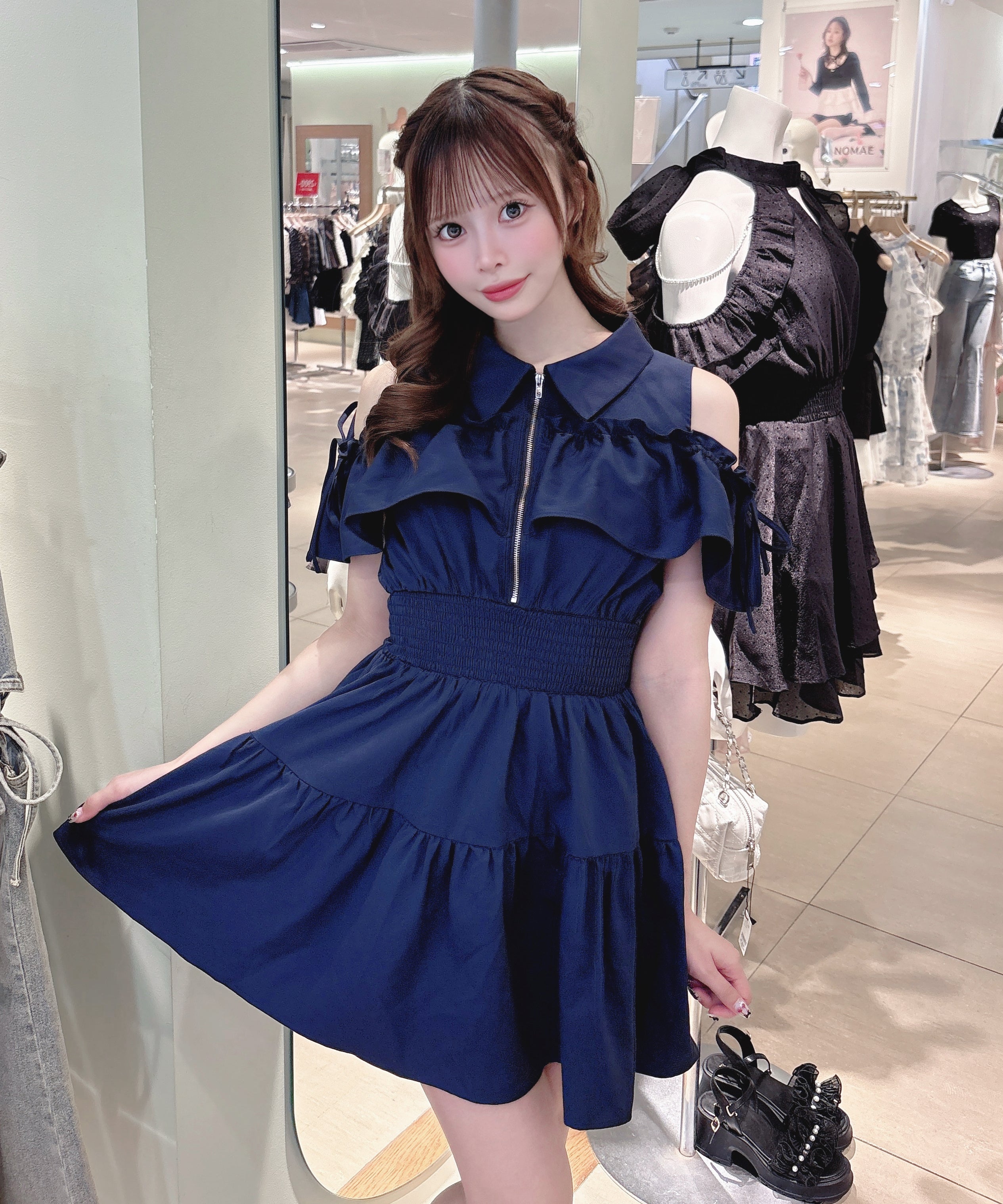 【7月17日(金)発売スタート】オフショルティアードワンピース