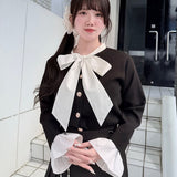 リボンブラウスドッキングニット