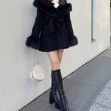 ファー付きケープガウンコート