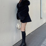 ファー付きケープガウンコート